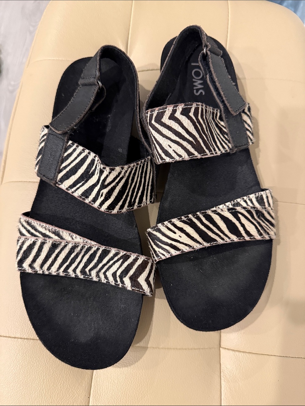 Toms Zebra-Print Adjustable Strap Sandals